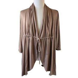 NWT Kiyonna Open Front Jersey Top in Taupe 2X